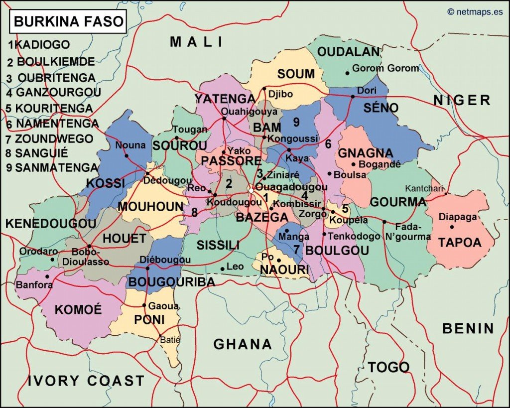 burkina faso political map