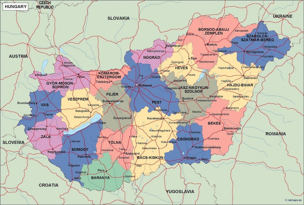 hungary political map