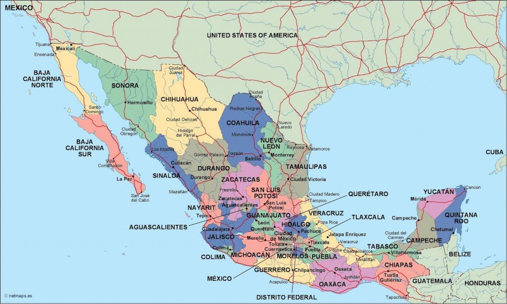 mexico political map
