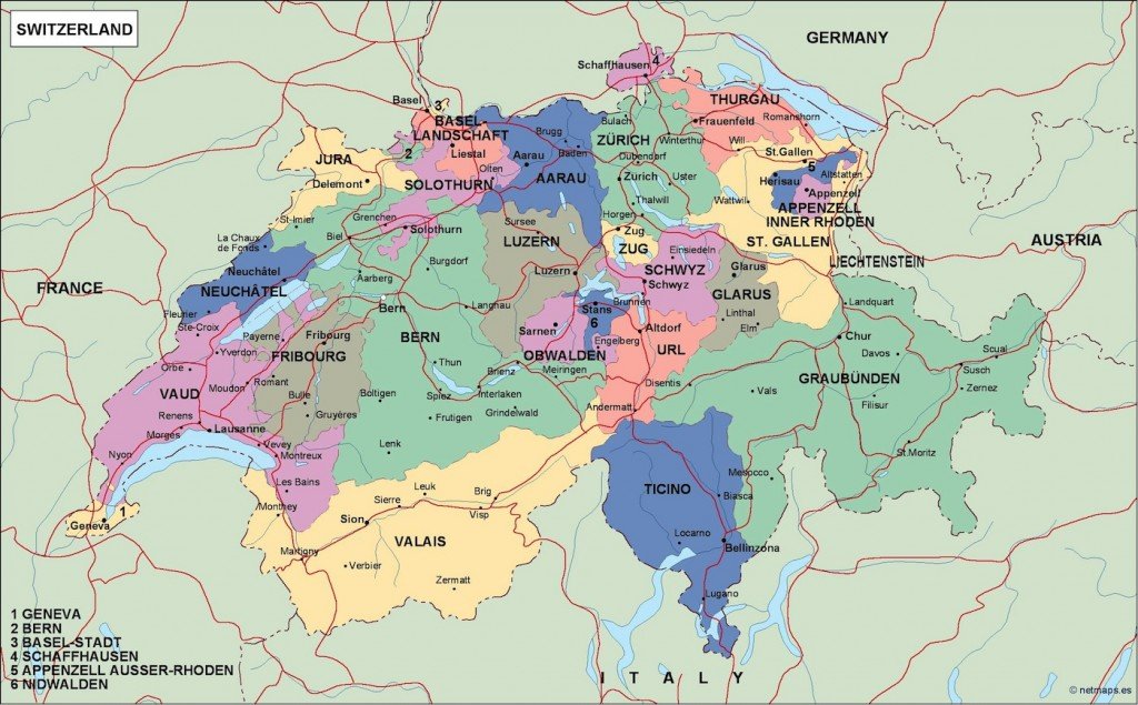 switzerland political map