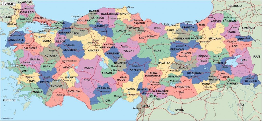 turkey political map