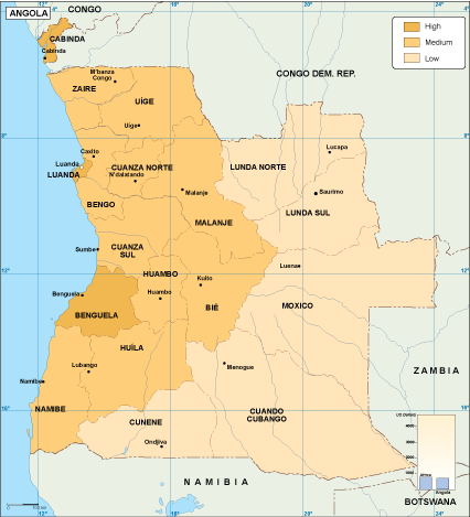 Angola economic map