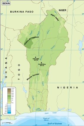 Benin physical map