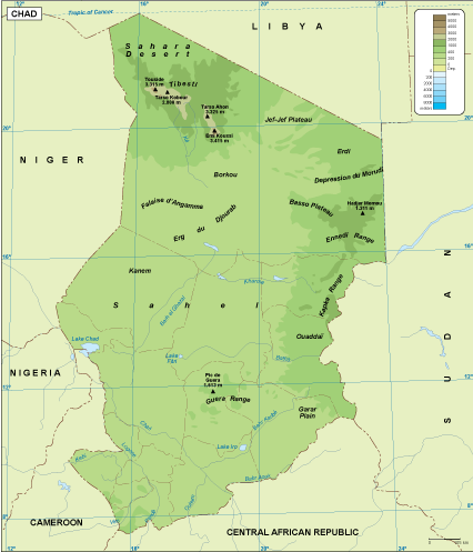Chad physical map
