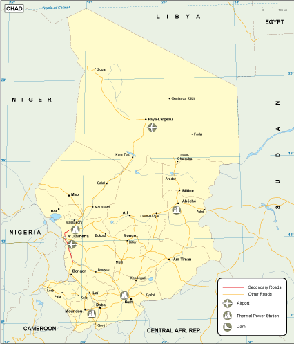 Chad transportation map