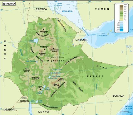 Ethiopia physical map