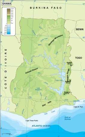 Ghana physical map