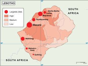 Lesotho population map