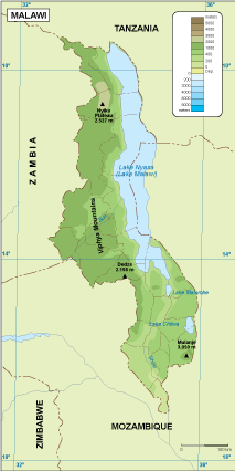 Malawi physical map