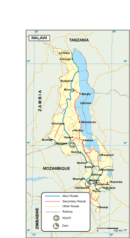 Malawi transportation map