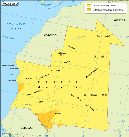 Mauritania vegetation map