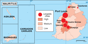 Mauritius population map