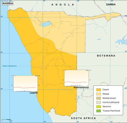 Namibia climate map