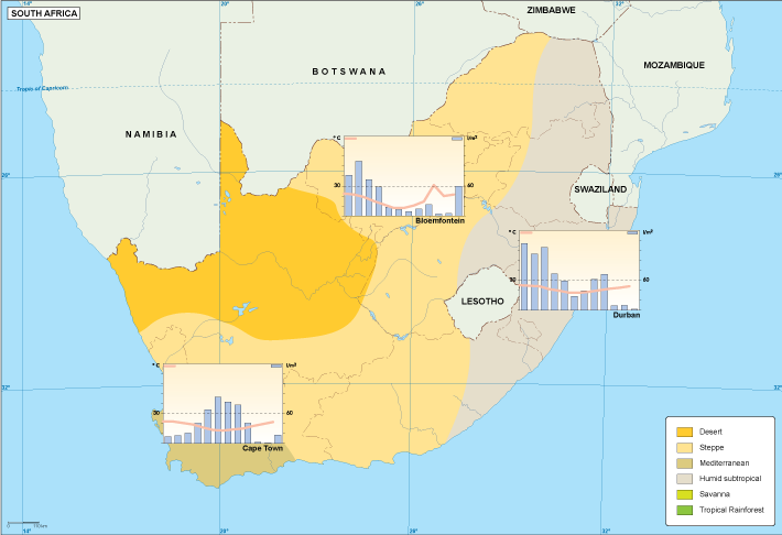 South Africa climate map