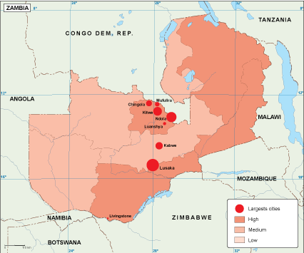 Zambia population map