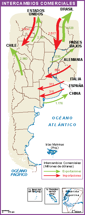 Argentina mapa intercambio comercial