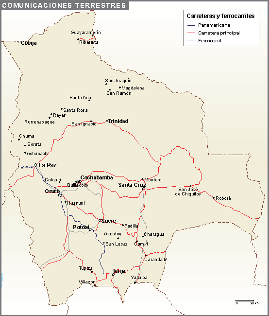 Bolivia mapa comunicaciones