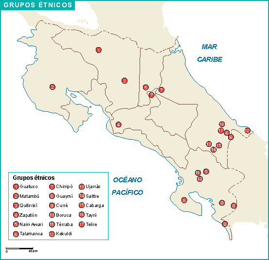 Costa Rica mapa etnico