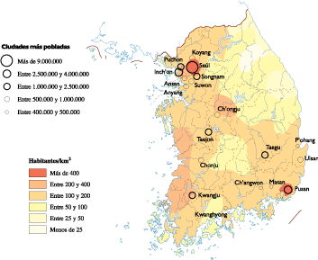 South Korea Population map