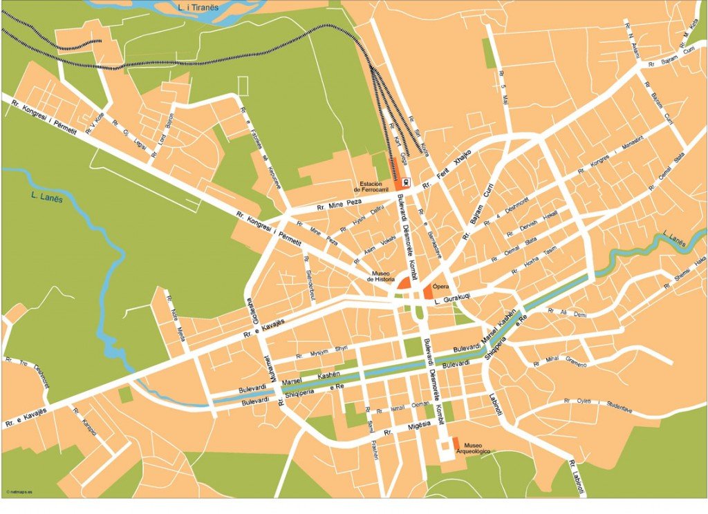 Tirana Vector Map