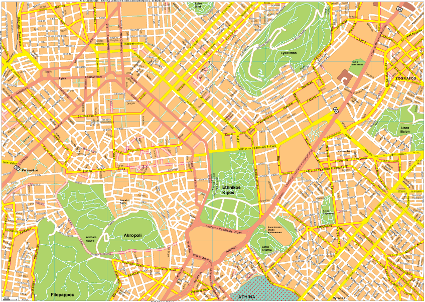 Athens Vector EPS Map